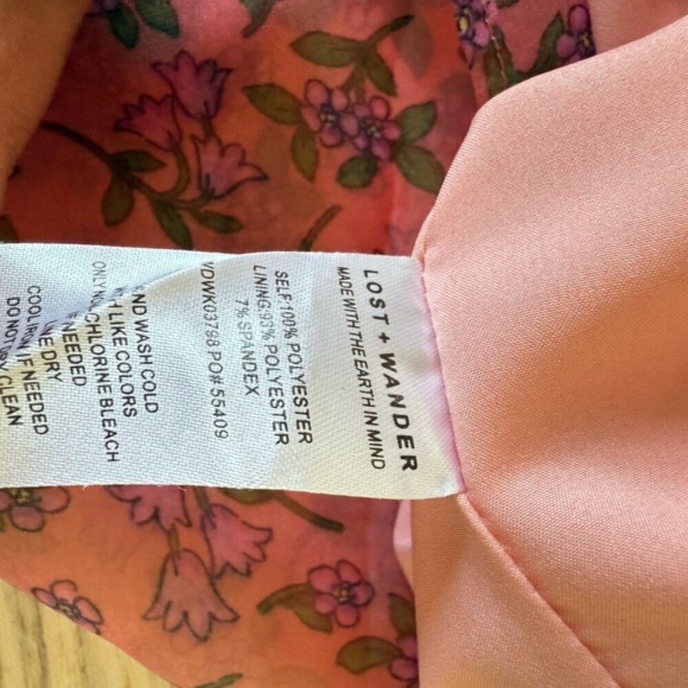 Lost + Wander Venus Rising Coral Floral Maxi Dress luxury short sleeve size L - Picture 15 of 16